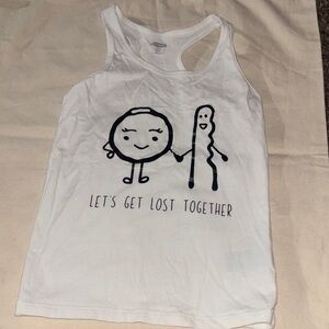 Old Navy White Graphic Tank Top - Let's Get Lost Together